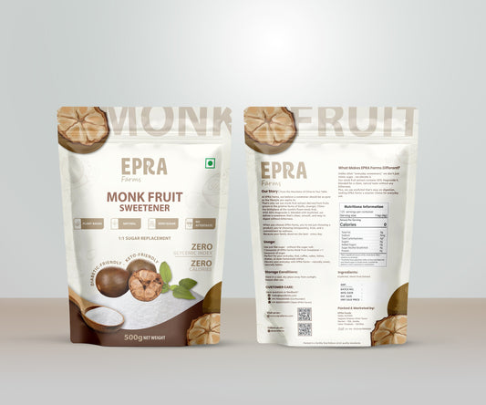 EPRA Farms Monk Fruit Sweetener - 100% Natural | 1:1 Sugar Replacer